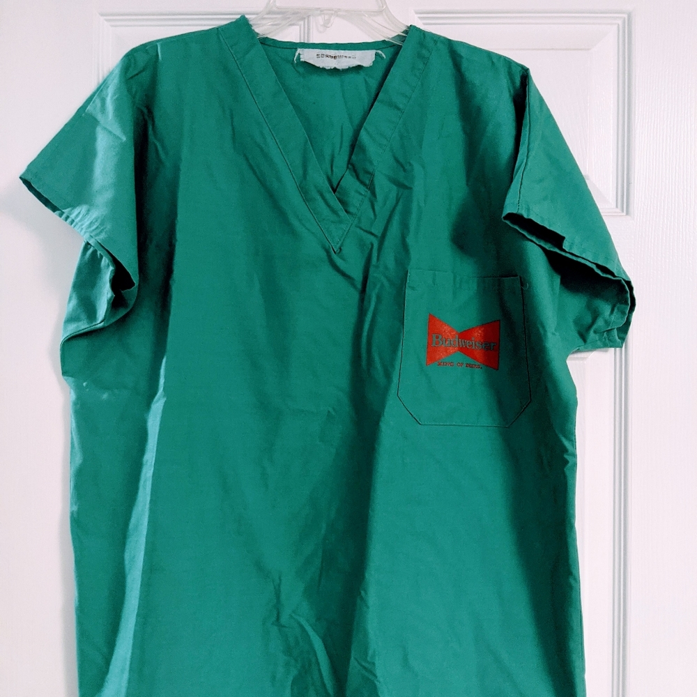 Budweiser Green Scrubs Top Shirt